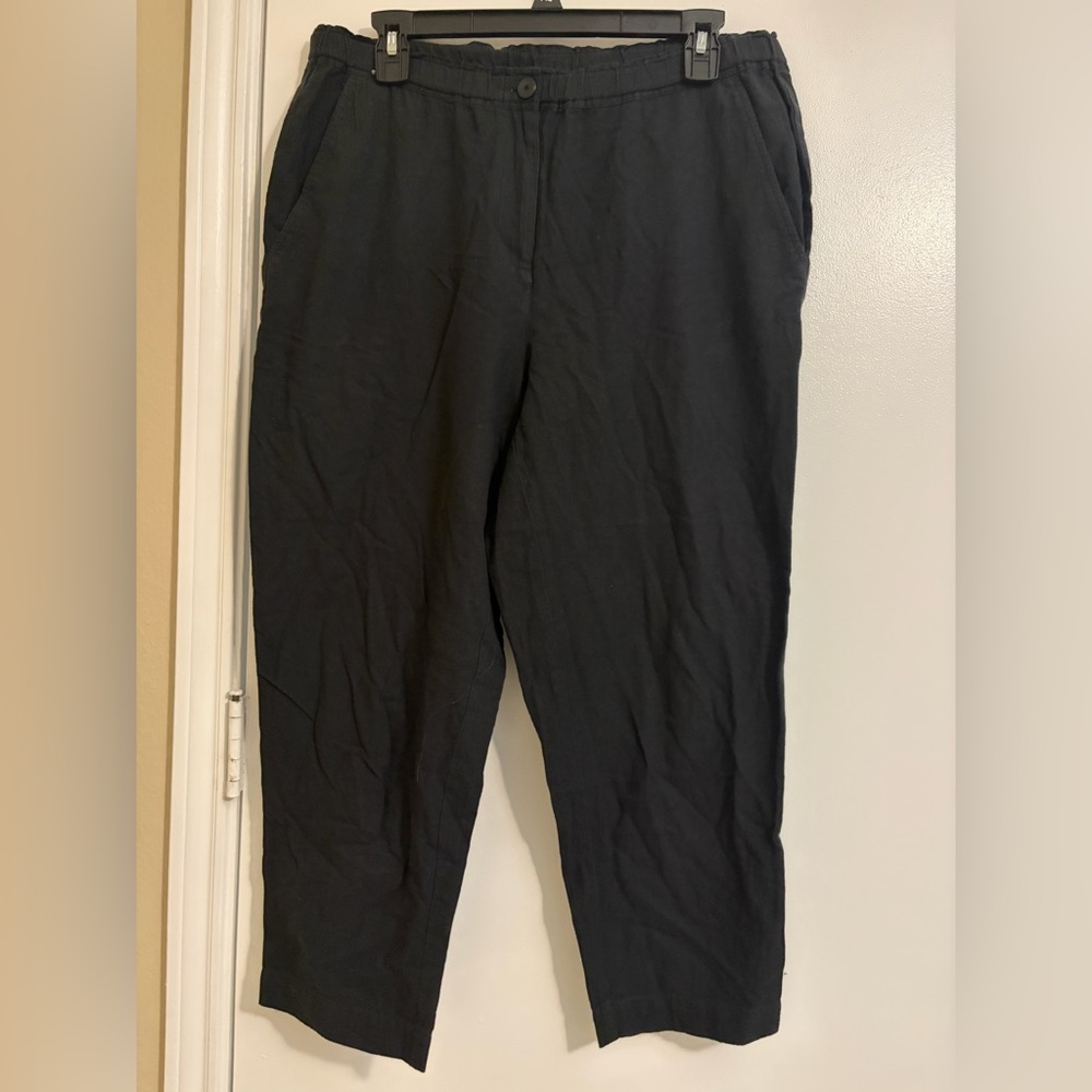 Eileen Fisher Black Relaxed Elastic-Waist Chinos
